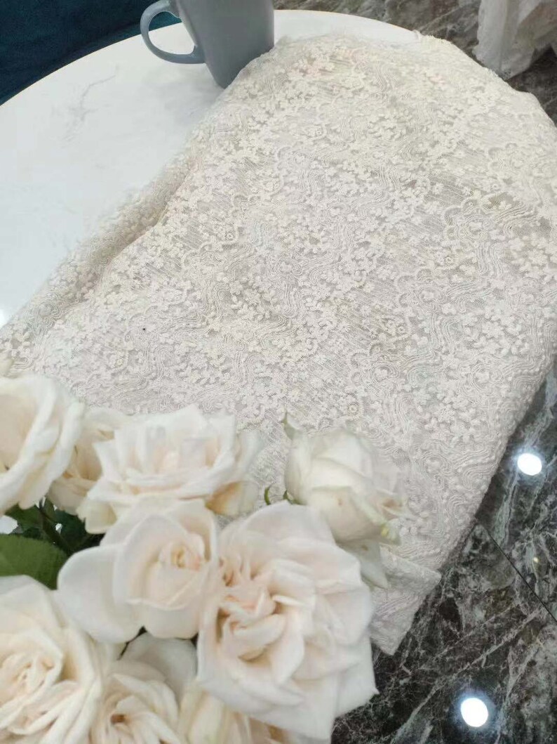 chevron lace fabric ivory cream embroidered tulle lace fabric with retro patterns
