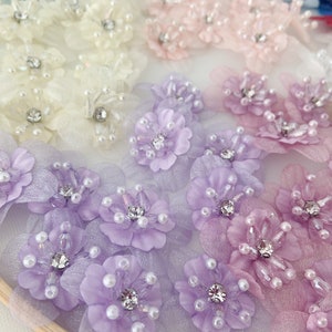 5pcs colorful handcrafted flowers applique for dress and couture, 3D florals lace applique for apareal supplies image 7