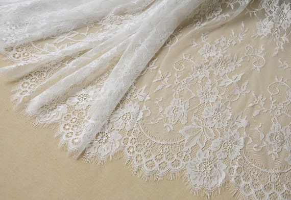 Off White Chantilly Lace Fabric Etsy