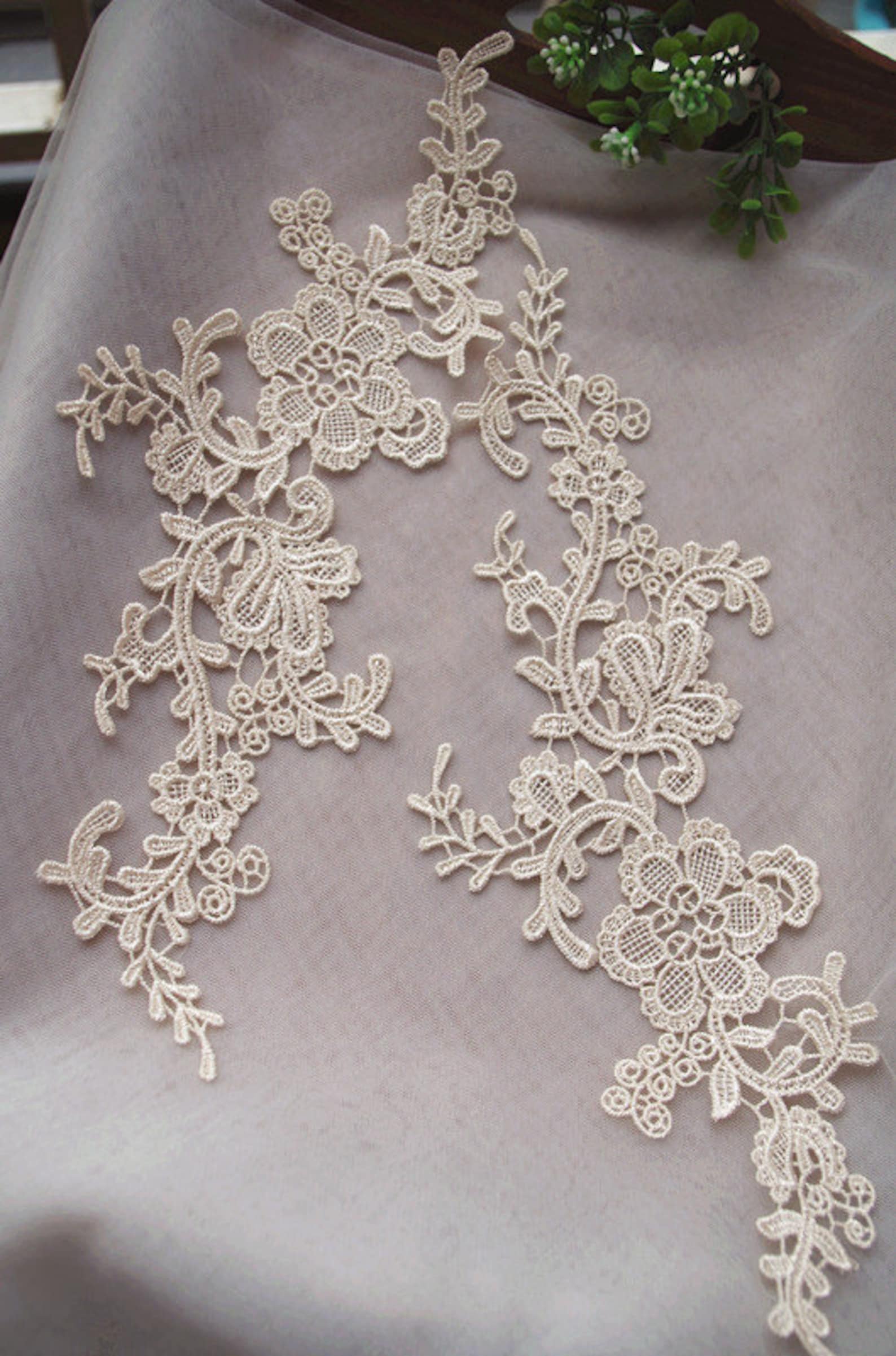 Hot Pink Lace Appliques Retro Floral Lace Appliques by Pairs Etsy