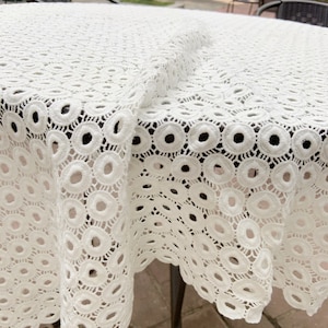 Cotton guipure Lace Fabric, off white cotton lace fabric with eyelet pattern, eyelet cotton lace fabric