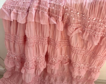 Mauve pink creases chiffon fabric for skirt,stretchy ruffled chiffon fabric for cake dress