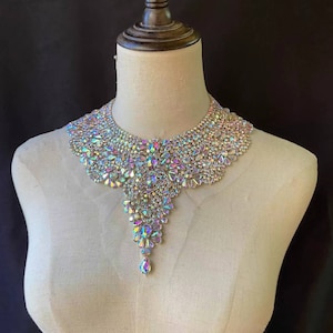Funkelnde schillernde handgefertigte Strass Halskette, Kristall Halsband, Kristall Choker, Strass Schmuck Halskette