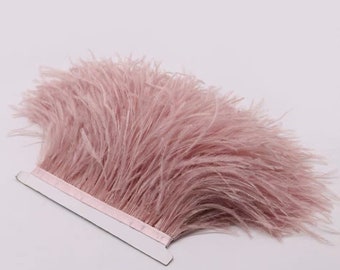 Ostrich Feather Trim Fringe with Satin Ribbon Tape, Costumes Decoration, Ostrich hair feather trim