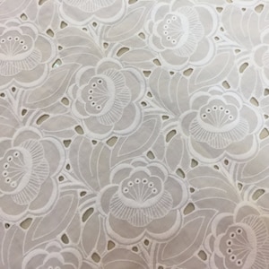 White eyelet lace fabric with pineapple pattern, 100% cotton lace fabric by the yard