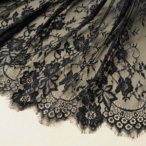 black chantilly lace fabric image 1