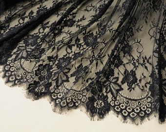 black chantilly lace fabric