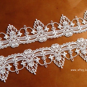 off white lace trim, venice lace trim, crocheted floral lace, bridal lace, exquisite lace trim, DG0020B image 4