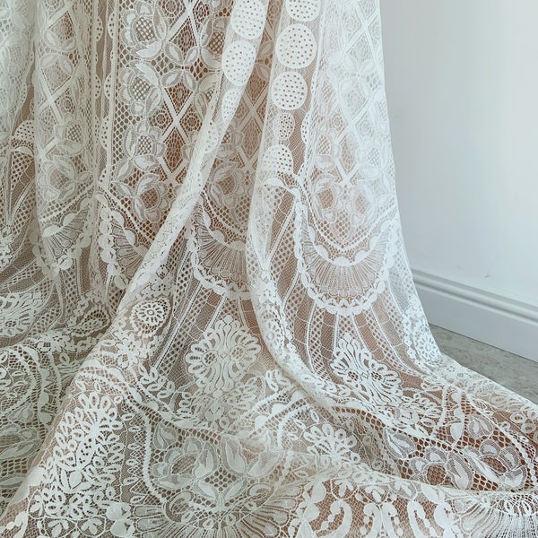 3 meters chantilly lace fabric with retro florals