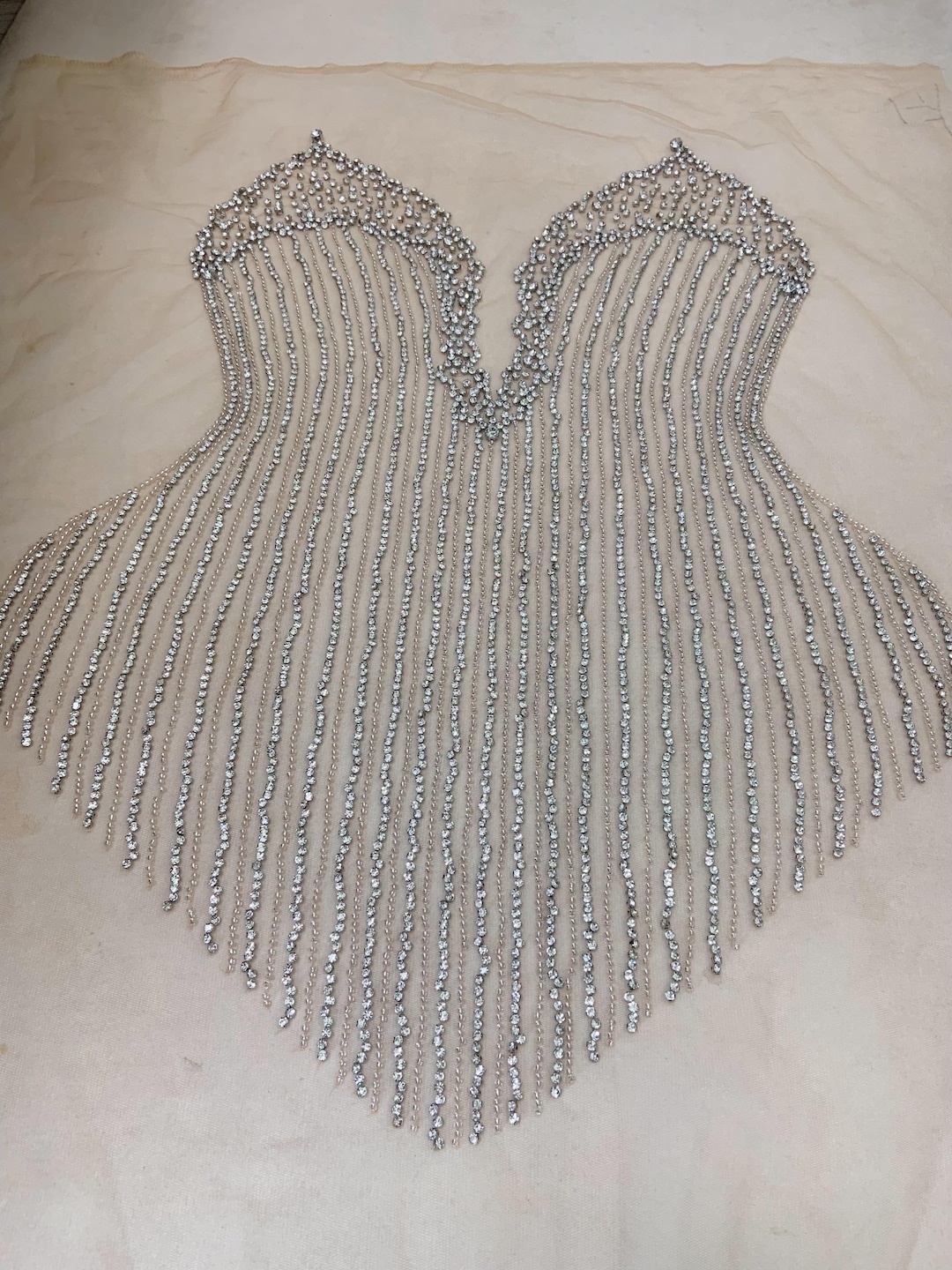 Full Body Rhinestone Applique, Heavy Bead Handmade Rhinestone Appliqués ...