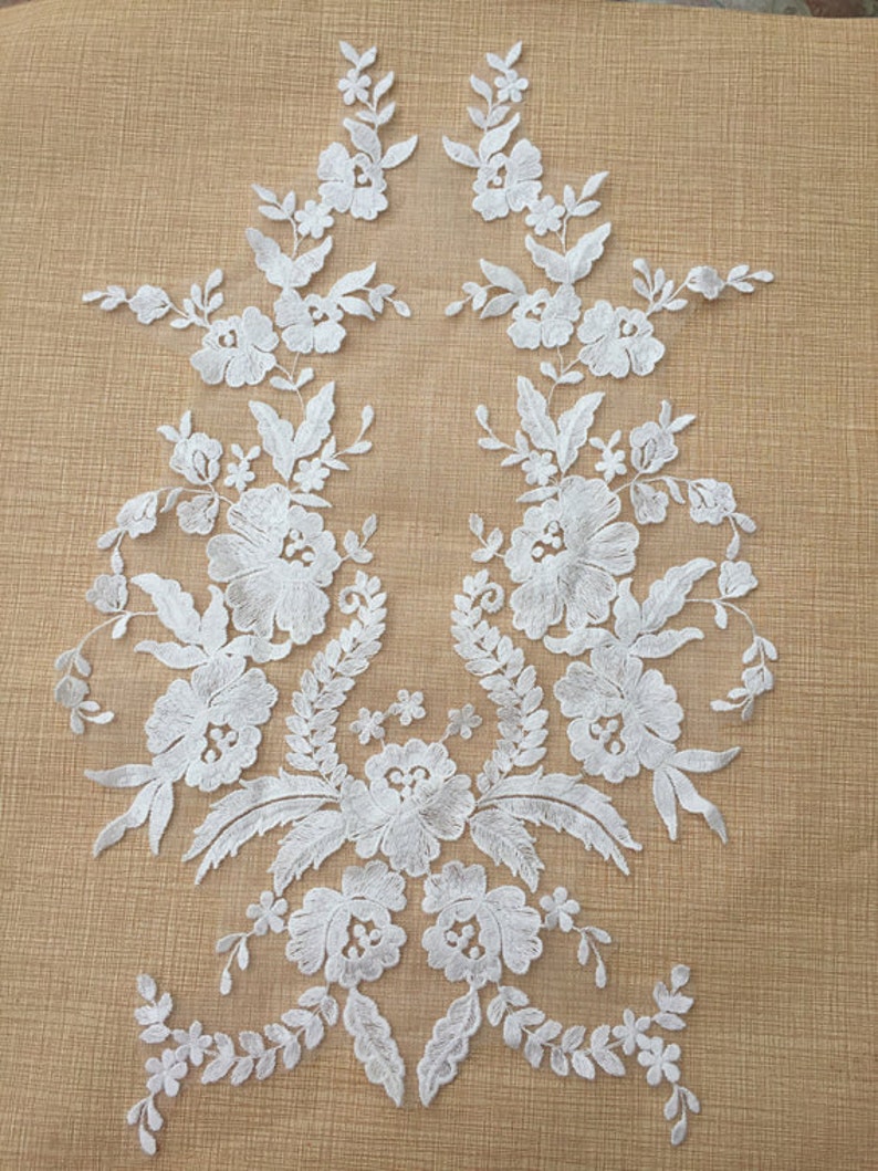 Black Lace Appliquetulle Lace Applique Embroidered Lace Etsy