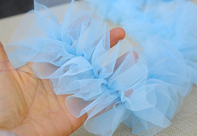 10yards off White Ruffled Tulle Trim, Frill Trim, Pleated Mesh