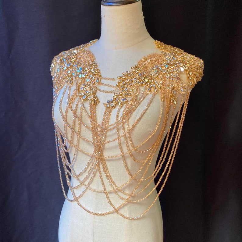 Black Rhinestone Cape With Chains for Costume Body Jewelry Etsy