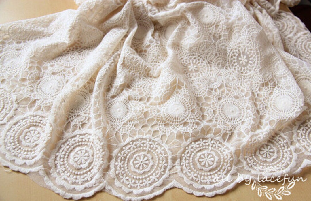 Retro Tulle Lace Fabric With Round Patterns Embroidered Mesh - Etsy
