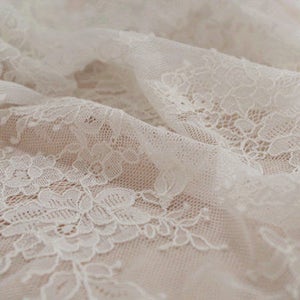 ivory chantilly lace fabric, bridal lace fabric with florals, French lace fabric by the yard image 2