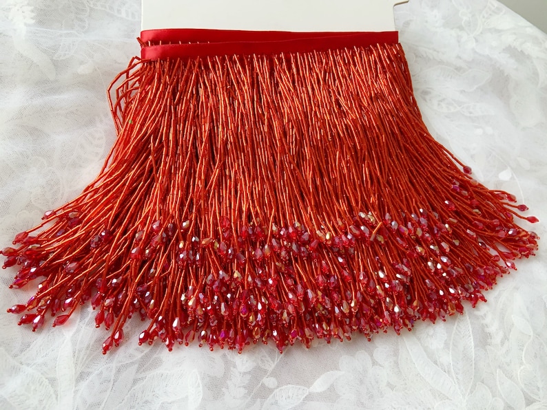 Green bead fringe tassel trim for dance costume haute couture dress trimming beading fringe