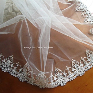 off white lace trim, venice lace trim, crocheted floral lace, bridal lace, exquisite lace trim, DG0020B image 5