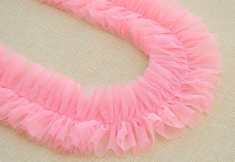10yards off White Ruffled Tulle Trim, Frill Trim, Pleated Mesh