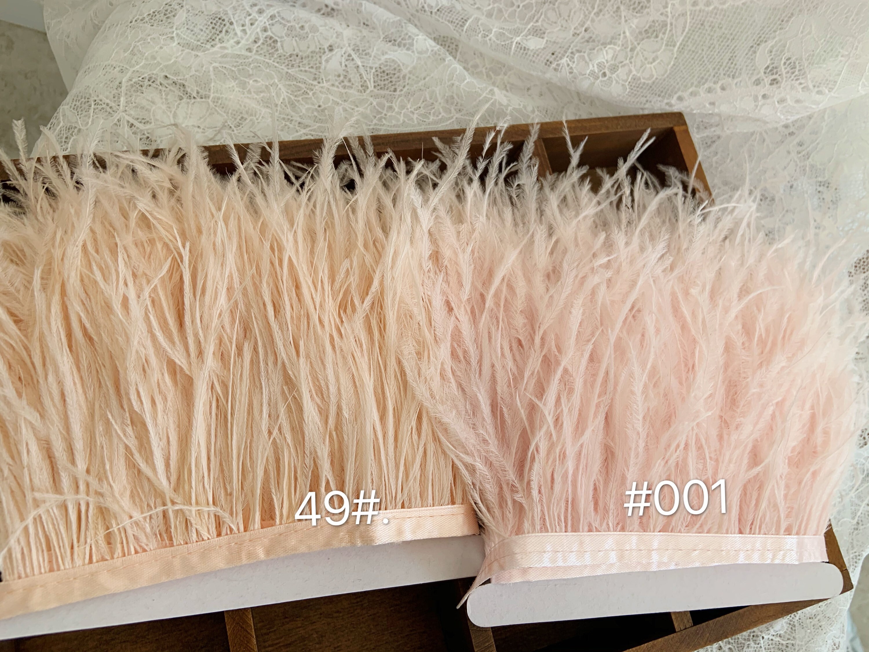 10 Yards 50 Colors Ostrich Feather Fringe Trim With Ribbon Tape 
