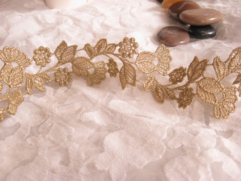 Gold Bridal Lace Trim Guipure Lace Trim metallic Gold Lace Etsy