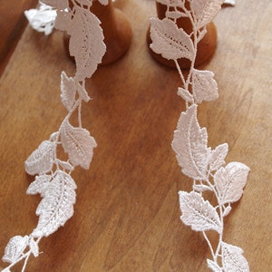 ivory lace trim with floral leaves, bridal lace trimming, wedding decoration  DG114B