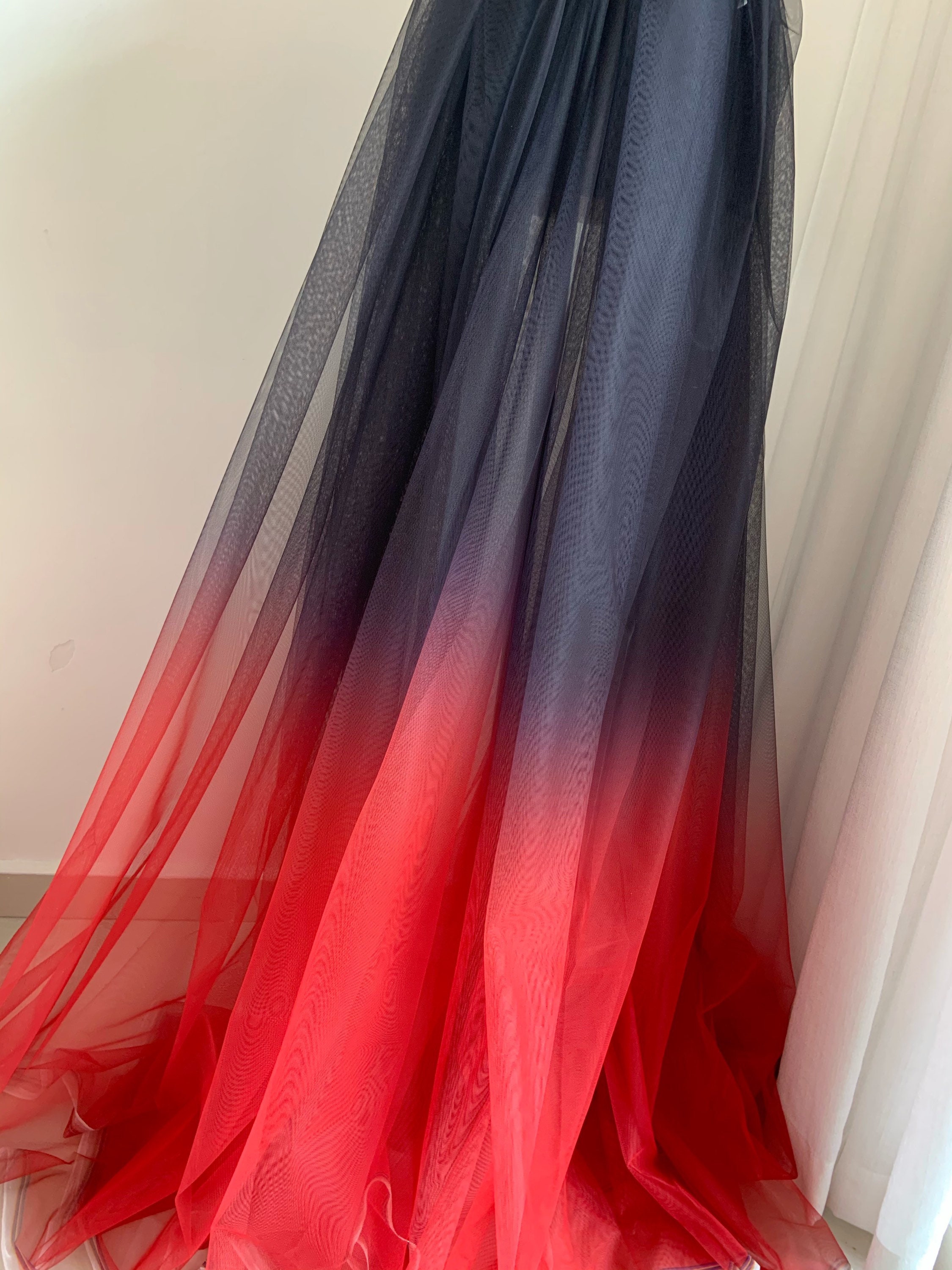 Dip Dye Style Tulle Fabric With Ombré Colors Black and Red Etsy UK