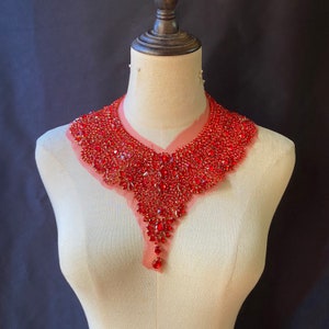 Red Sparkle Handcrafted Rhinestone necklace, crystal collar, crystal choker, rhinestone jewelry necklace