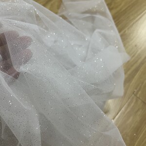 Tecido de tule com glitter branco off para vestido de noiva, véu, vestido, fantasia de dança, decorações de festa, decorações de casamento, adereços de casamento