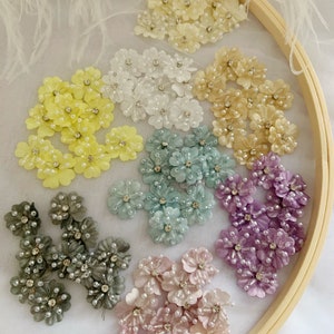5pcs bead florwers applique, 3D lace applique for couture supplies