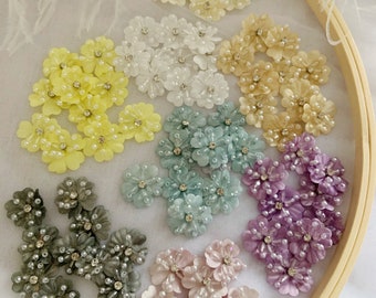 5pcs bead florwers applique, 3D lace applique for couture supplies