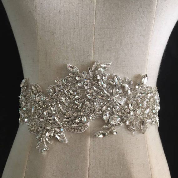 Champagne Gold Rhinestone Applique, Heavy Bead Crafted Rhinestone Applique  for Bridal, for Couture, Dance Costume 