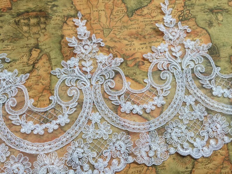 black cord Lace Trim, alencon lace trim, scalloped lace trim with scallops image 4