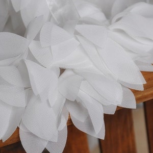 white Chiffon Leaves Trim, wedding chair sash,  Bridal Trim, Costum trim, Wedding Decors, chiffon tree leaves