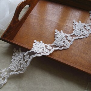 ivory alencon lace trim, ivory cord Lace Trim, bridal lace trim, bridal lace trim lace for veil image 2