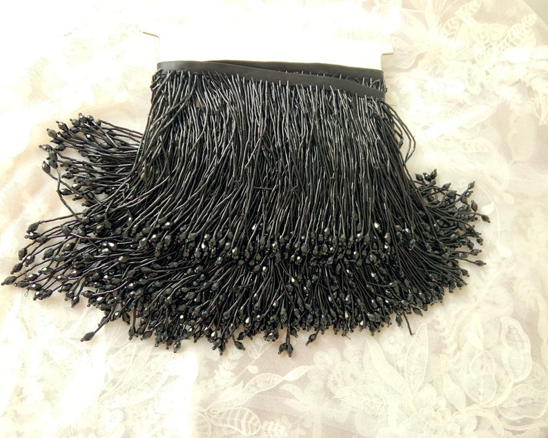 Green bead fringe tassel trim for dance costume haute couture dress trimming beading fringe