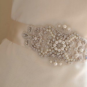 Perle Brautgürtel Applikationen, Strass-Applikation, Kristall-Applikation, Hochzeit Schärpe Applikation