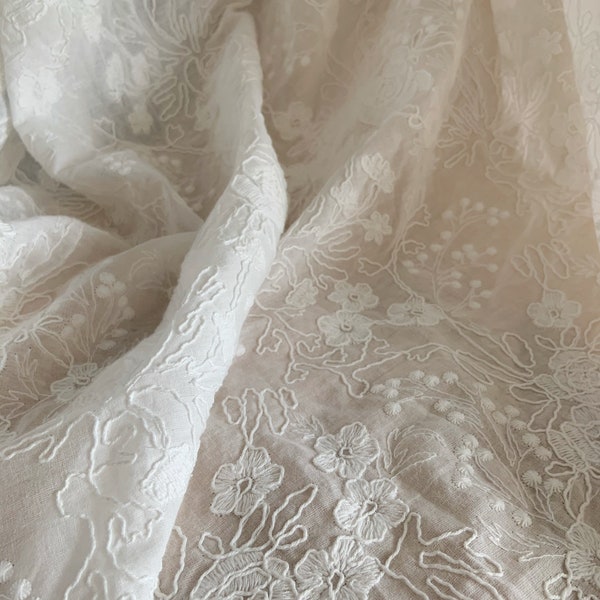 cotton lace fabric with guipure embroidery , cotton embroidered lace fabric