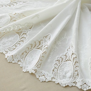 vintage style cotton lace fabric with hollowed out floral