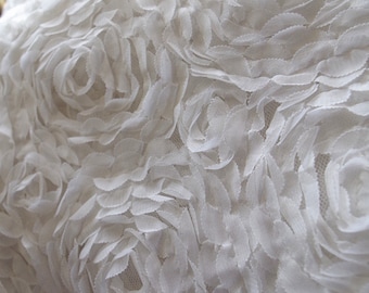 off white chiffon roette fabric, 3d rosette fabric, photography backdrop, prop, 3d rose blanket