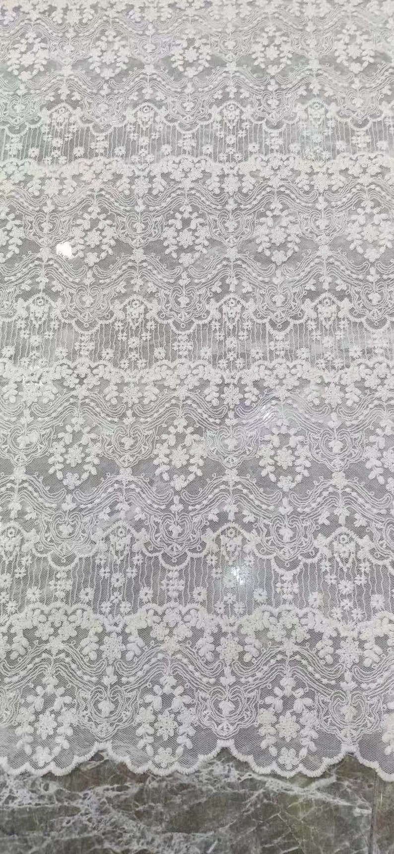 chevron lace fabric ivory cream embroidered tulle lace fabric with retro patterns