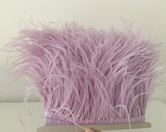 lavendel paarse Struisvogel Veren Trimmen Fringe met Satijn Lint Tape, 50+ kleuren