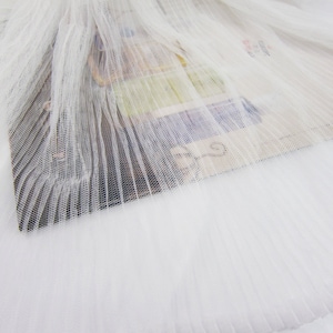for-Sender: Luciana Balderrama  ivory tulle accordion pleated fabric, mesh accordion pleats fabric, Pleated mesh Panel fabric