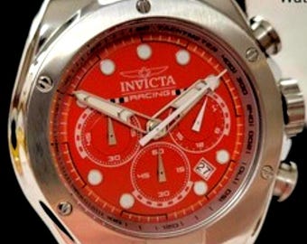 Relógio masculino Invicta Racing Redline - Cronógrafo de 48 mm, Vermelho, Prateado, 48 mm, Aço Inoxidável