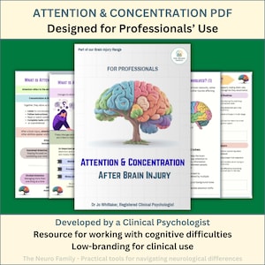 Executive Function | Attention & Concentration After Brain Injury | Professional Resource with Worksheets
