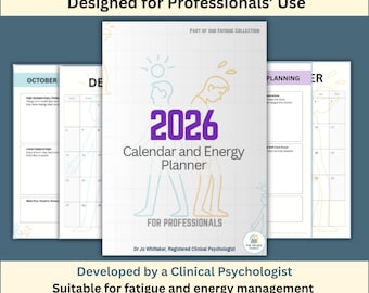 calendrier 2026 et planificateur d'énergie - Édition professionnelle | Planification de la fatigue et de la capacité (PDF modifiable)