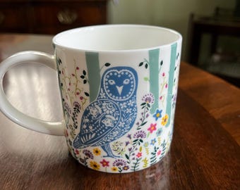 Ulster Weavers Coffee / Tea Mug Bone China Blue Woodland Owl