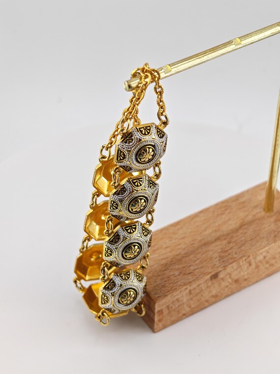 Vintage Spanish Damascene Link Bracelet – Toledo Gold & Silver Tone View 2