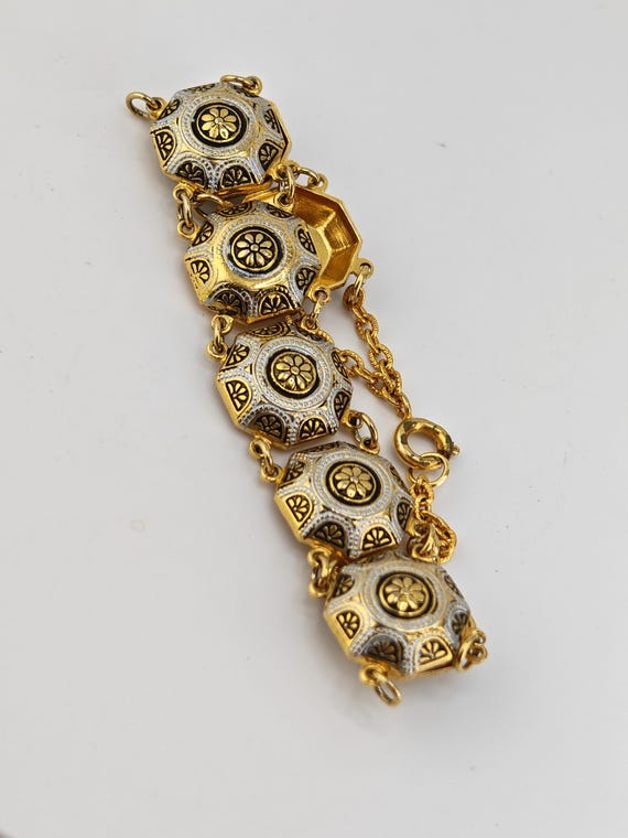 Vintage Spanish Damascene Link Bracelet – Toledo Gold & Silver Tone View 3