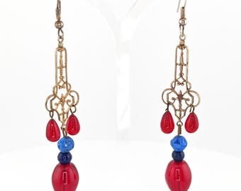Vintage Czech-Style Glass Filigree Earrings