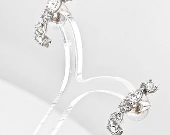 Swarovski Mixed Cut Crystal Curved Stud Earrings
